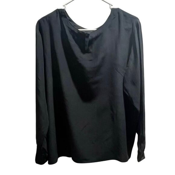 Oscar de la Renta Expressions Vintage Soft Black 100% Silk Long Sleeve Top sz LG - Picture 3 of 8